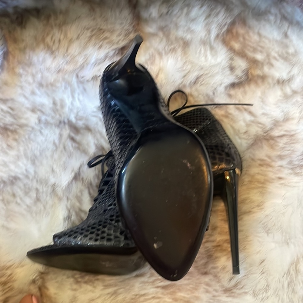 Burberry Black Python Open Toe Ankle Booties - image 3